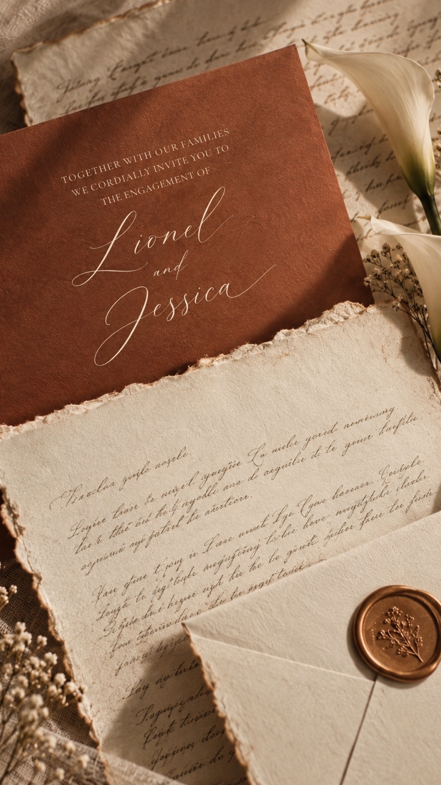 Lionel and Jessica engagement invitation